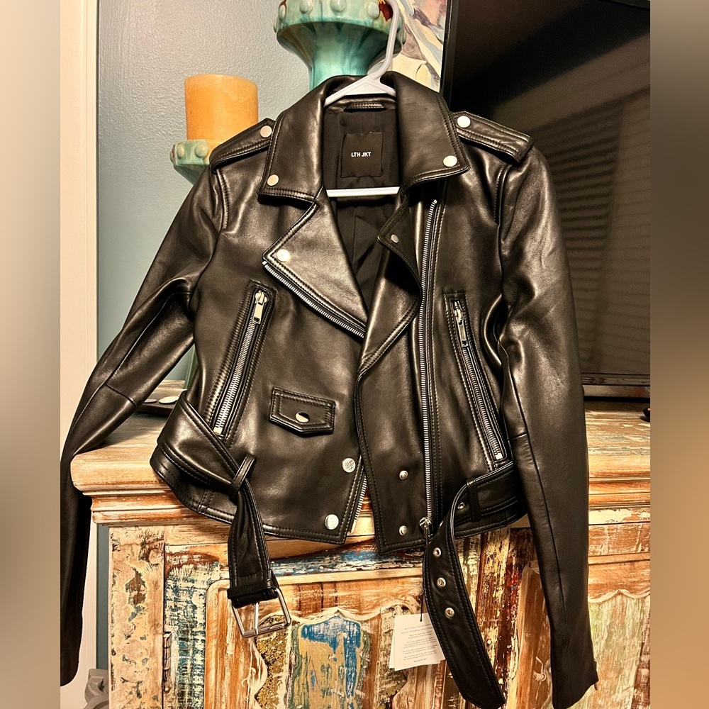 Leather biker jacket